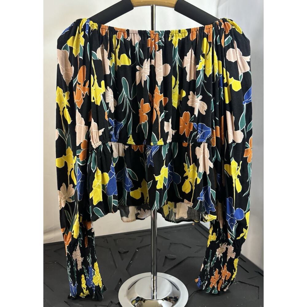 Boho Off Shoulder Floral Top Cropped Peasant Festival Fits 2X See Measurements